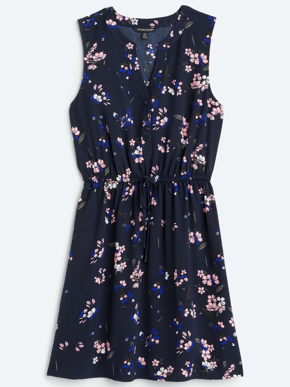 41 Hawthorn Navy Floral Sleeveless Drawstring Midi Dress